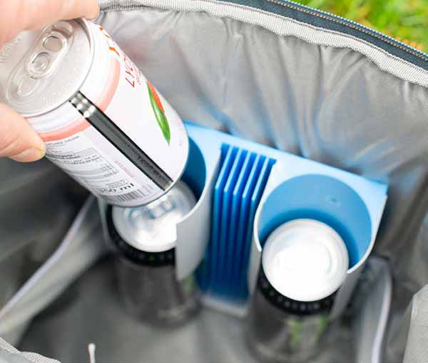 Cooling element inside Nomadic.cool — cans chilled in just 10 minutes